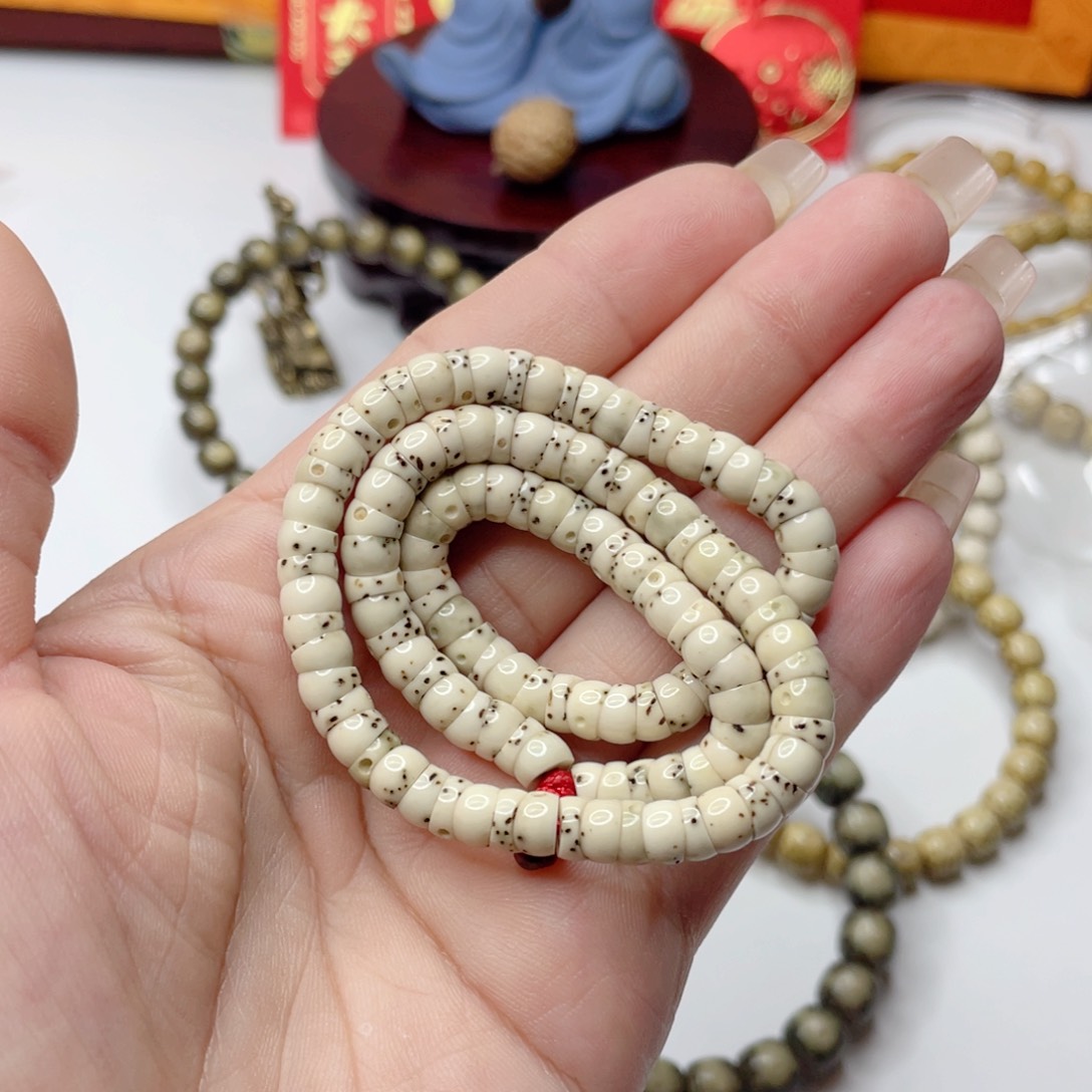 星月菩提手串石玉料古瓷白数星星厚切大肠卡6