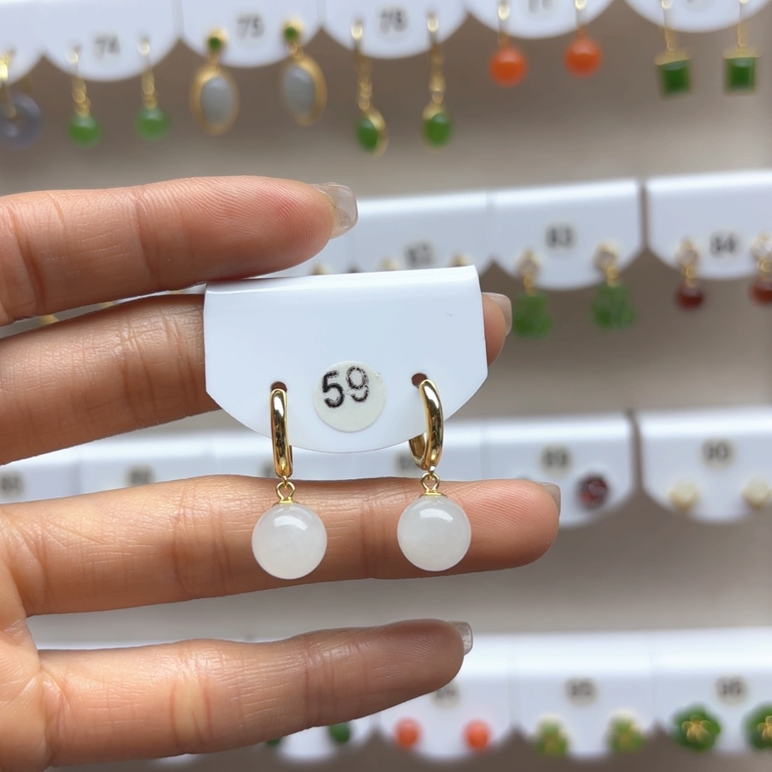 和田玉耳饰银S925镶嵌2