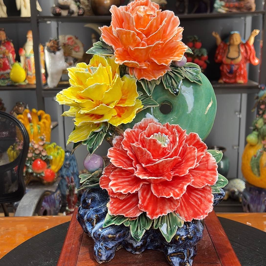 牡丹陶瓷艺术作品陶瓷艺术作品