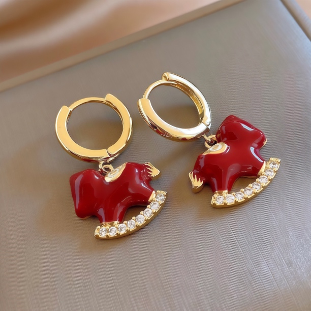 铜合金耳饰 耳钉 小红马耳钉耳扣款 鸿运当头马上变美小红马耳钉