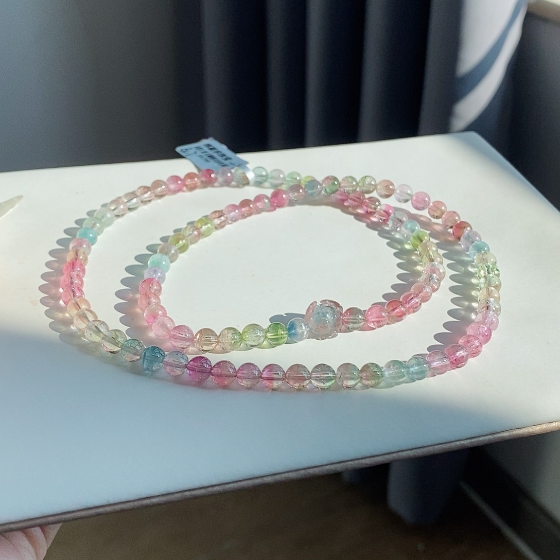 未镶嵌手链碧玺西瓜三圈