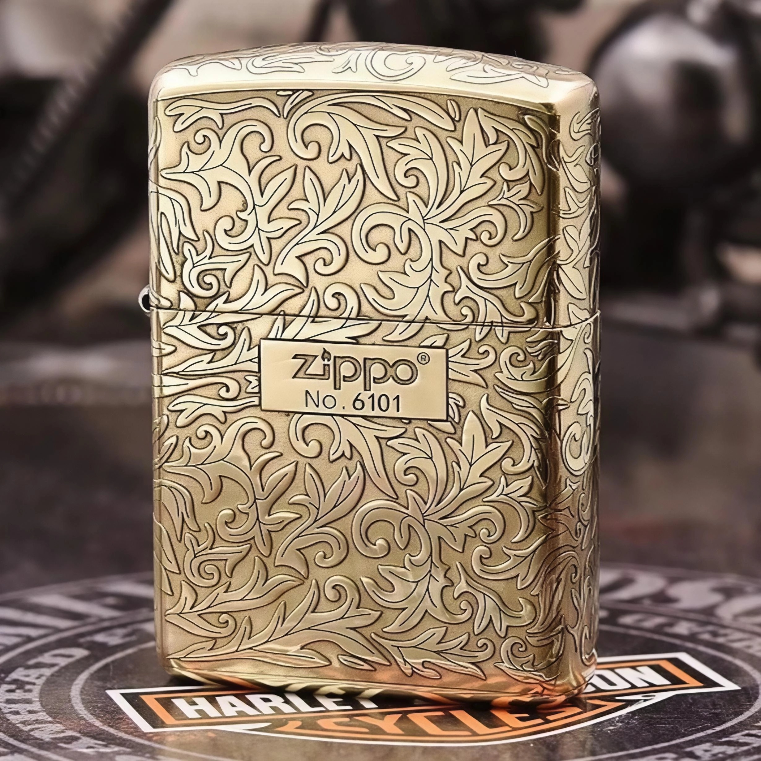 Zippo打火机正品 W版黄铜盔甲唐草限量中标 煤油防风送男朋友DYJ1