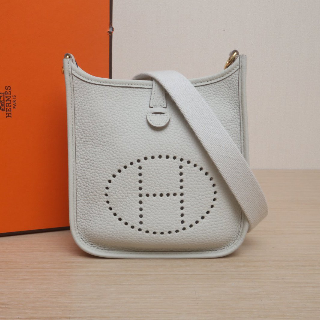 95新 Hermes/爱马仕 单肩包 冰川白 TC皮 B刻 金扣 P205944422
