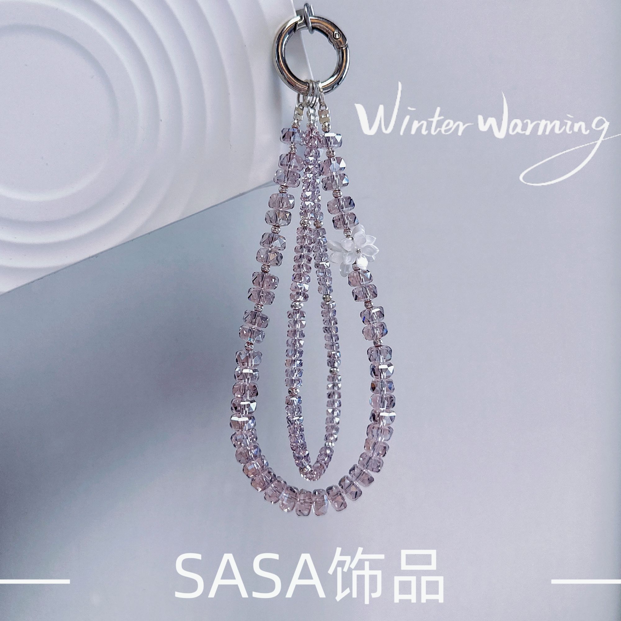 【烟紫幸花】狐狸毛 手机链女款手工通用斜跨挂脖时尚防摔手提挂绳