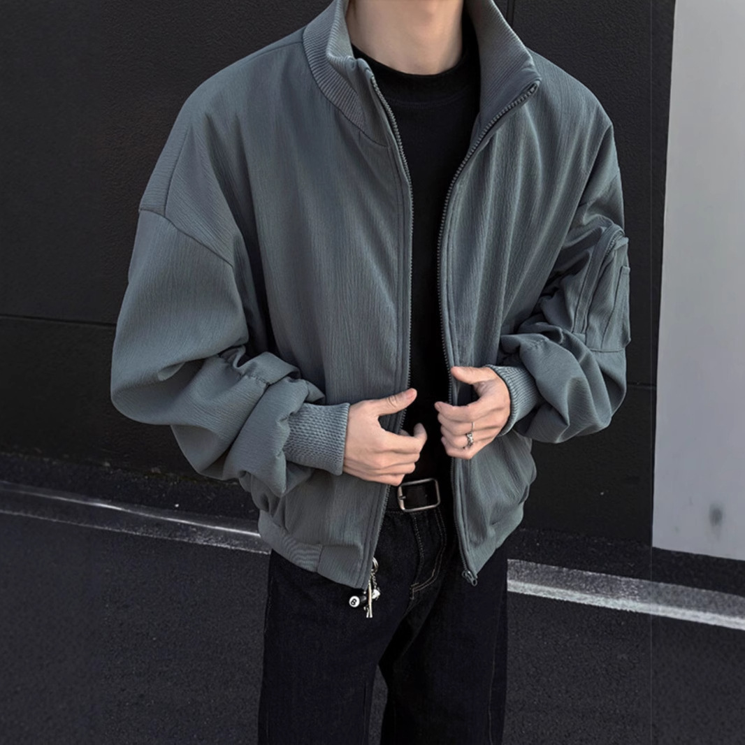 bomber飞行员夹克外套男美式高街短款工装cleanfit廓形立领棒球服