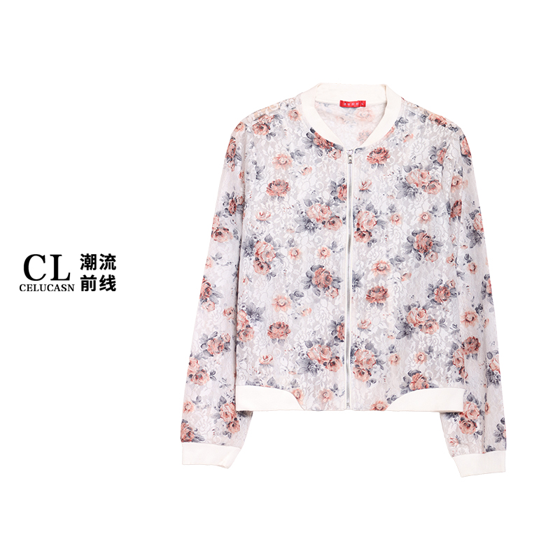 L5DBZ0548#秋季薄款女士碎花满印时尚潮流短外套
