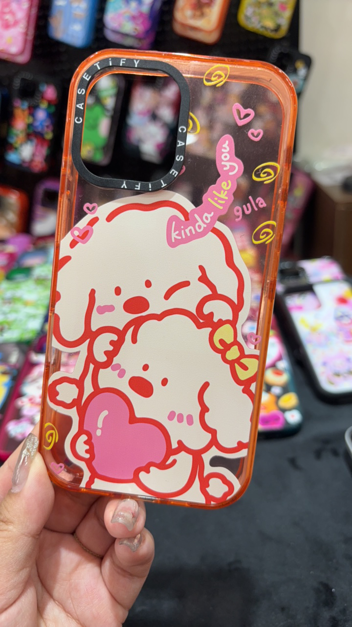 【C家】线条狗蜜桃粉苹果iPhone手机保护壳非磁吸抗震防摔