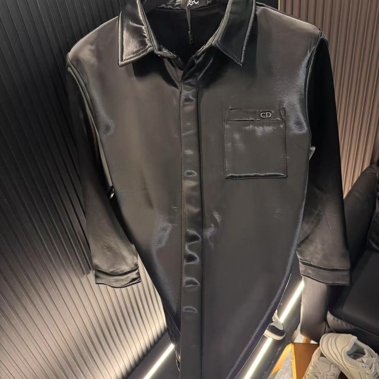 D5352加绒衬衣亮面口袋商务修身时尚百搭