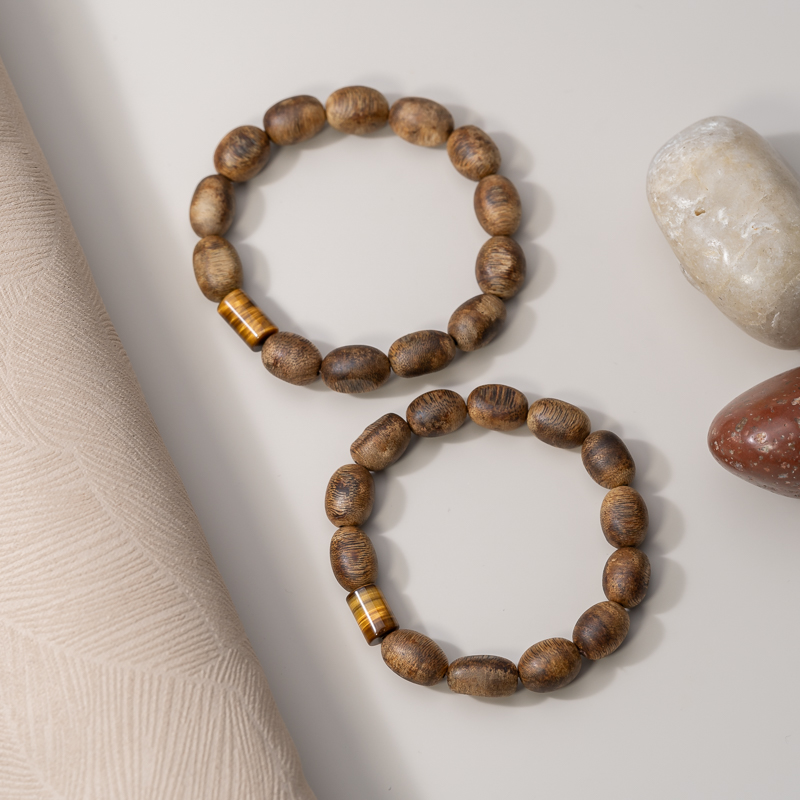 沉香海南白奇沉香随形虎眼石单圈手串多样性发其一