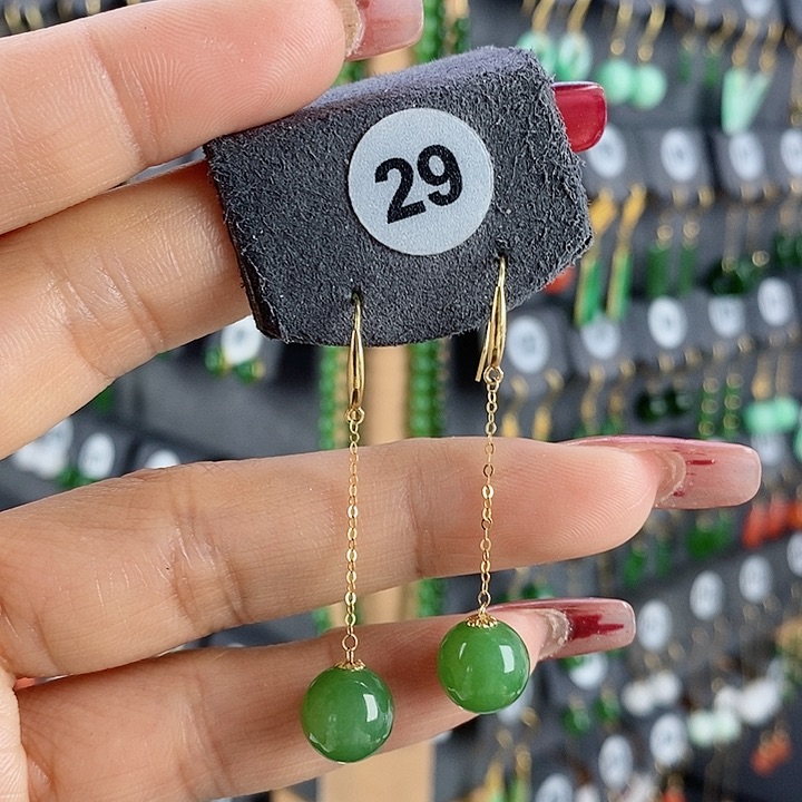 和田玉耳饰18K金镶嵌