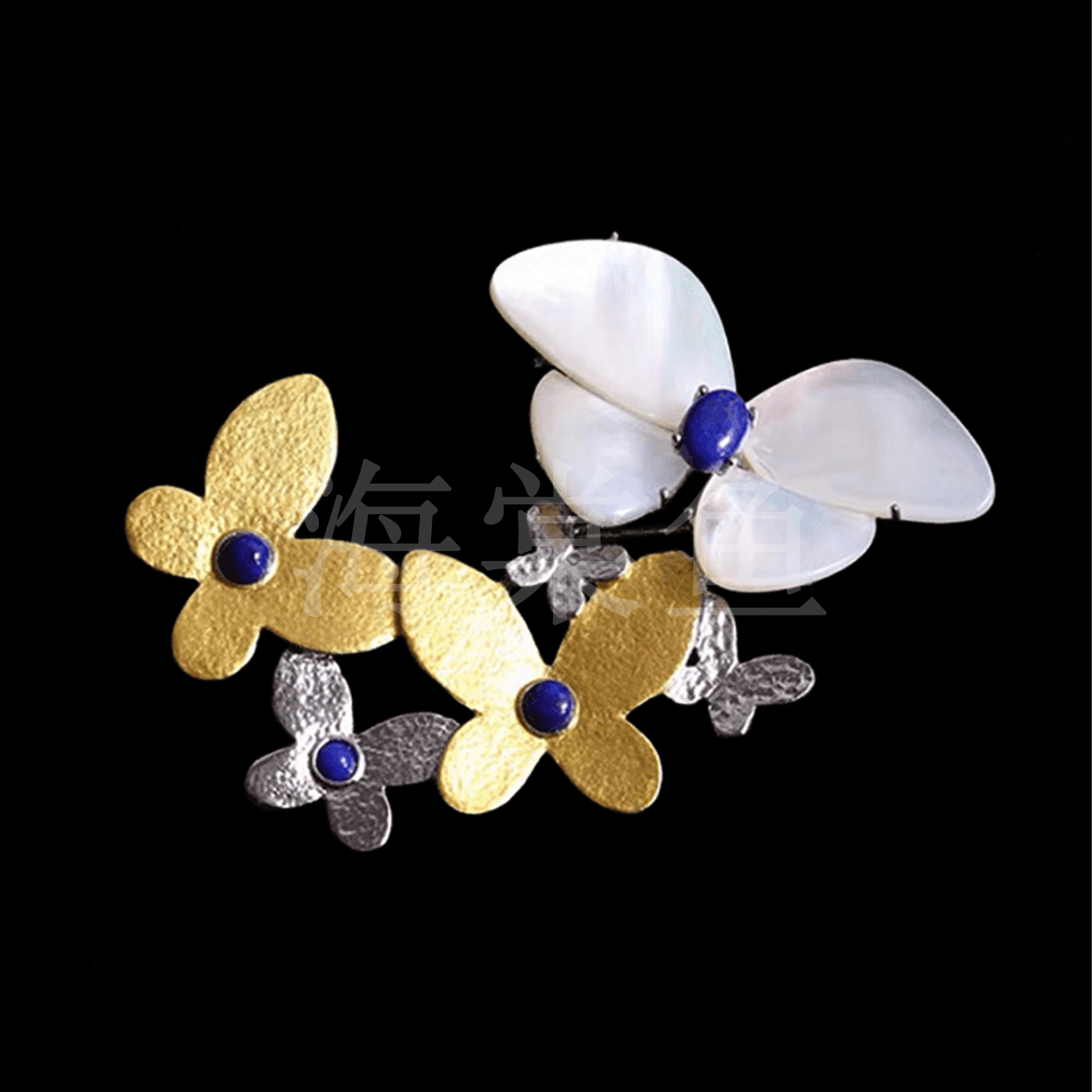 铜合金贝壳胸针 时尚气质百搭白贝纷飞蝶胸针6217