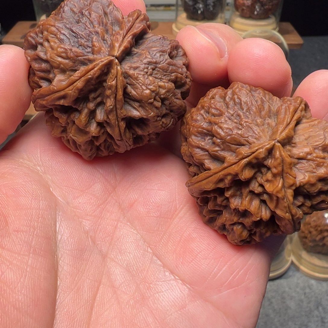 文玩核桃把件滚龙纹三棱42mm