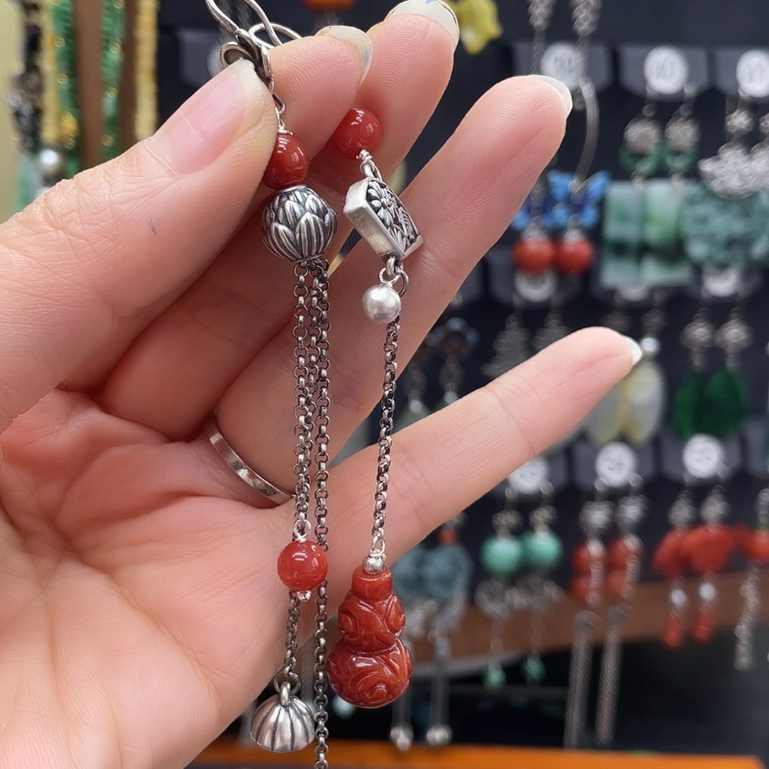 翡翠耳饰银S925镶嵌瑛*031ghjhhgh