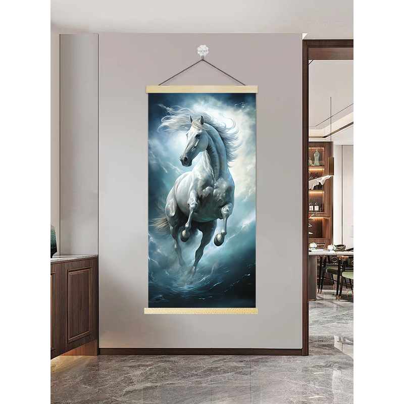 [520宝骏图]60x120cm现代简约挂轴装饰画办公室家居装饰画