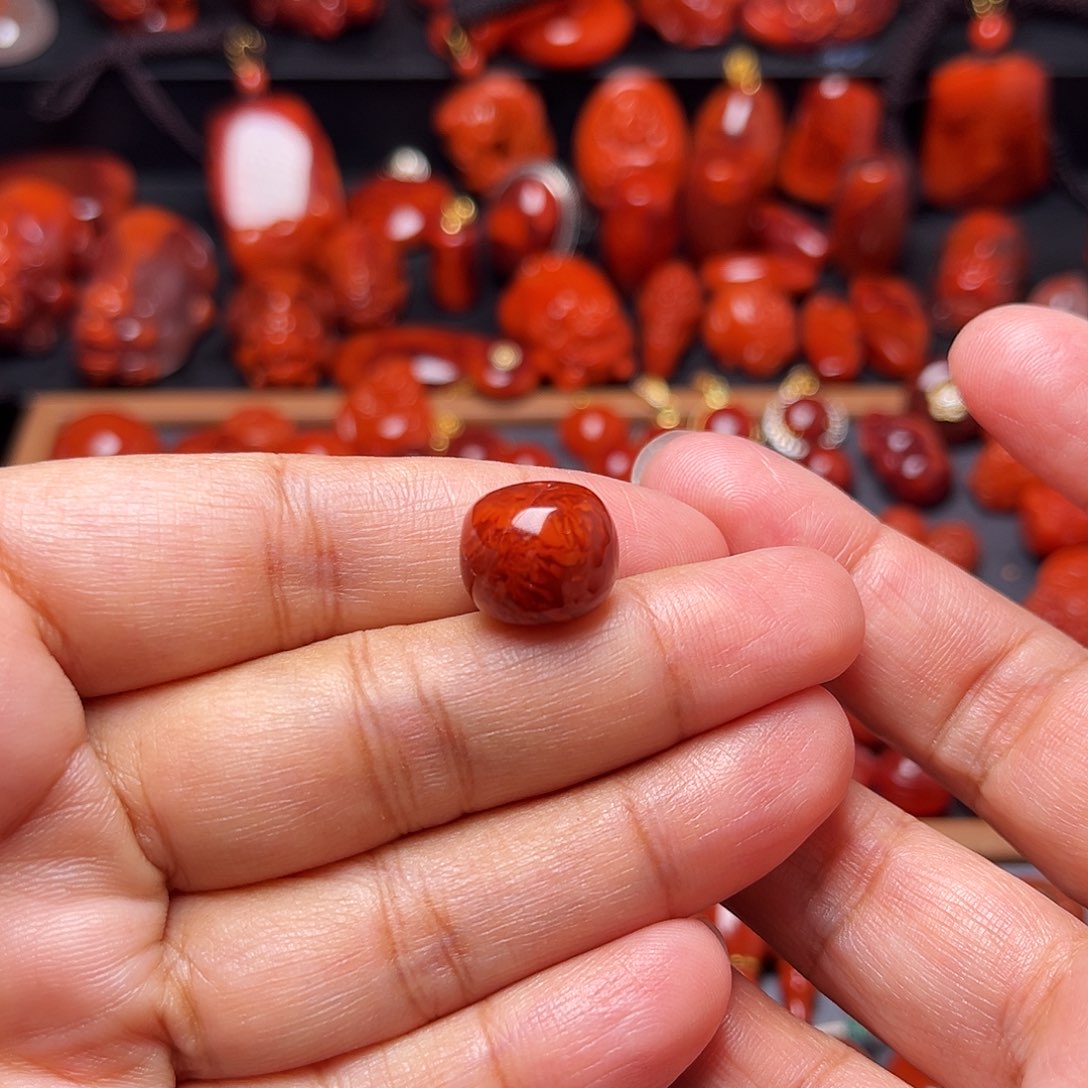 南红玛瑙未镶嵌配饰火焰纹老型13.6mm