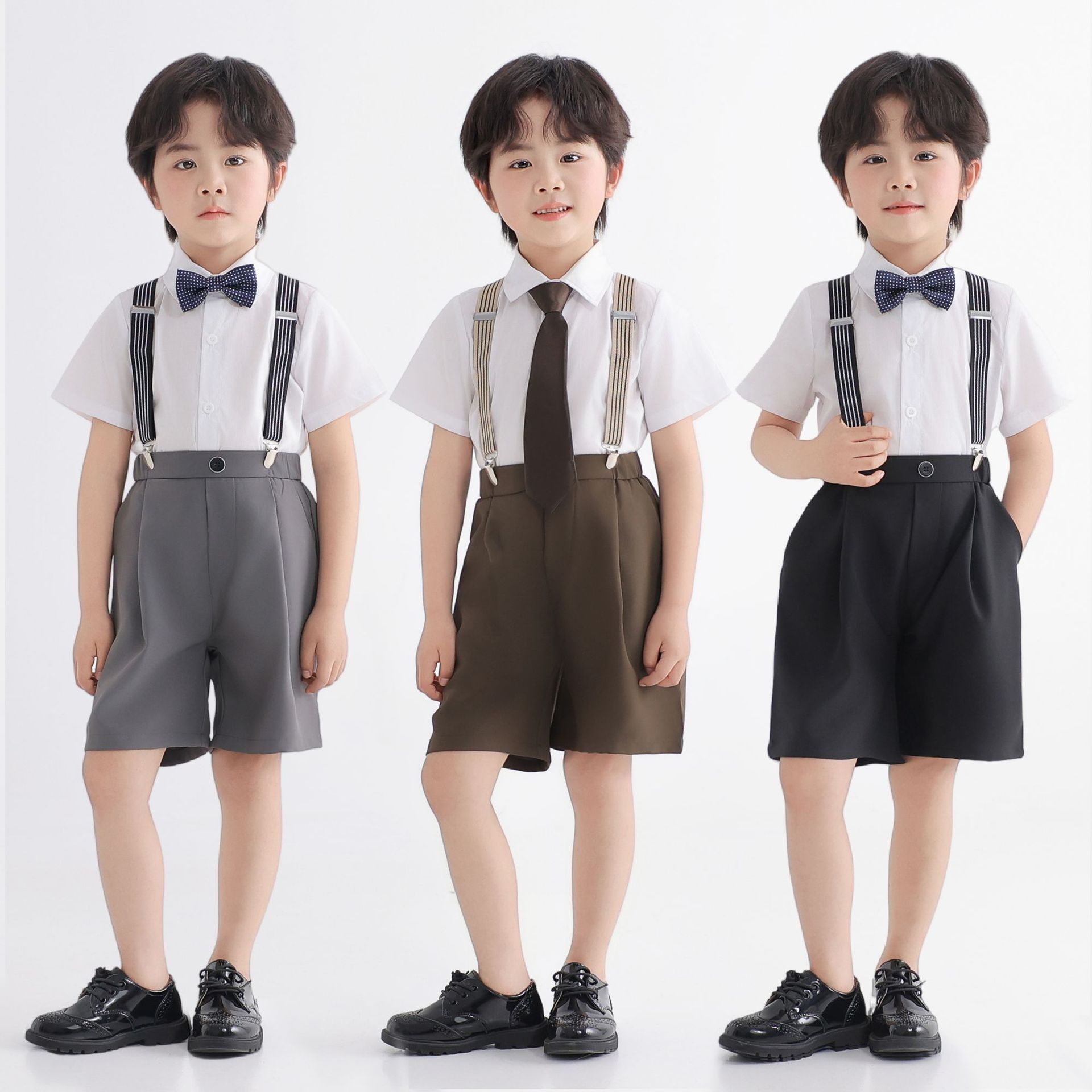 【福利新款】男童背带裤套装夏季新款中小童幼儿园演出表演服主持人
