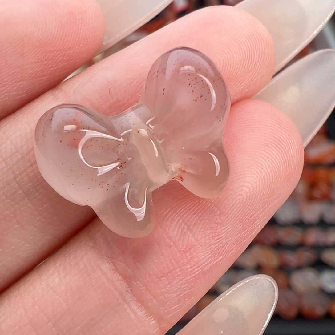 南红玛瑙未镶嵌颈饰上下通孔蝴蝶结