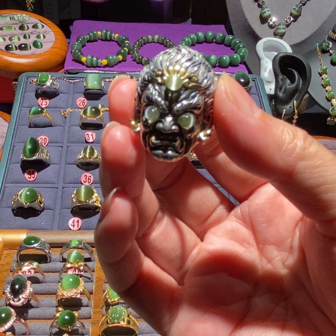 @***风和田玉银S925镶嵌戒指