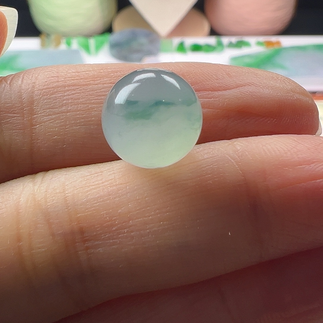 翡翠散珠翡翠冰飘花圆珠卡11.7