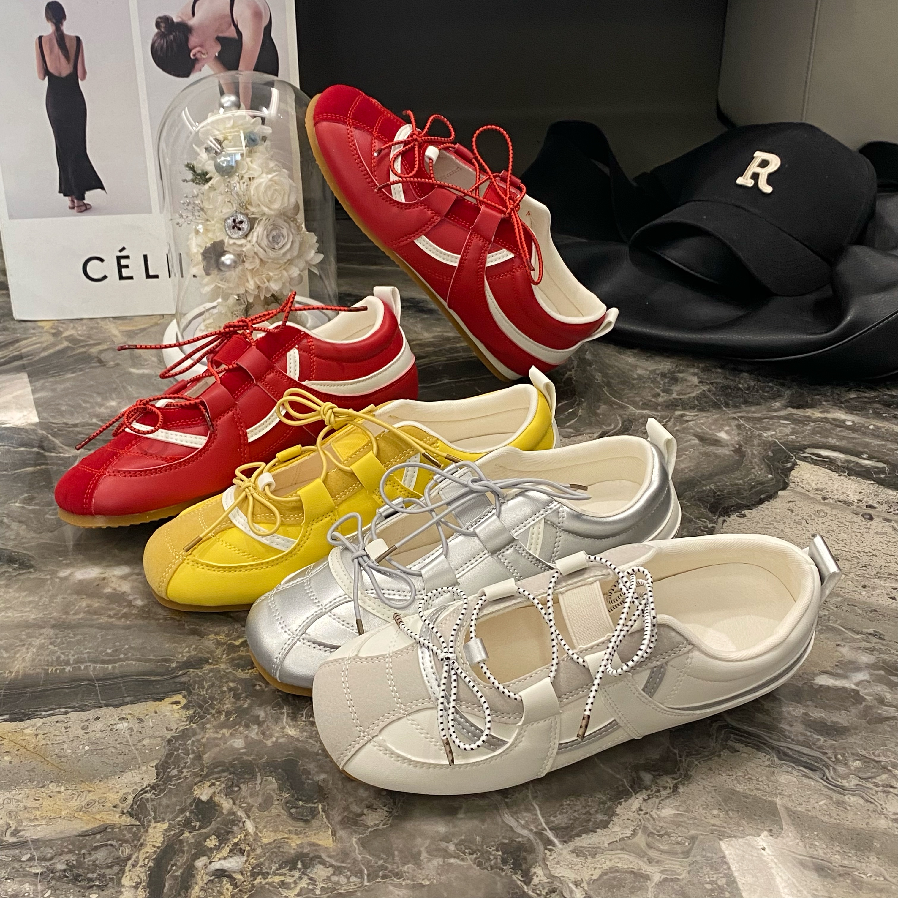 【猪猪家】网红玛丽珍银色德训鞋女芭蕾风2025年新款百搭休闲单鞋