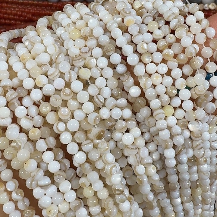 玛瑙/玉髓合金珠宝半成品6条4mm天然蚕丝圆珠