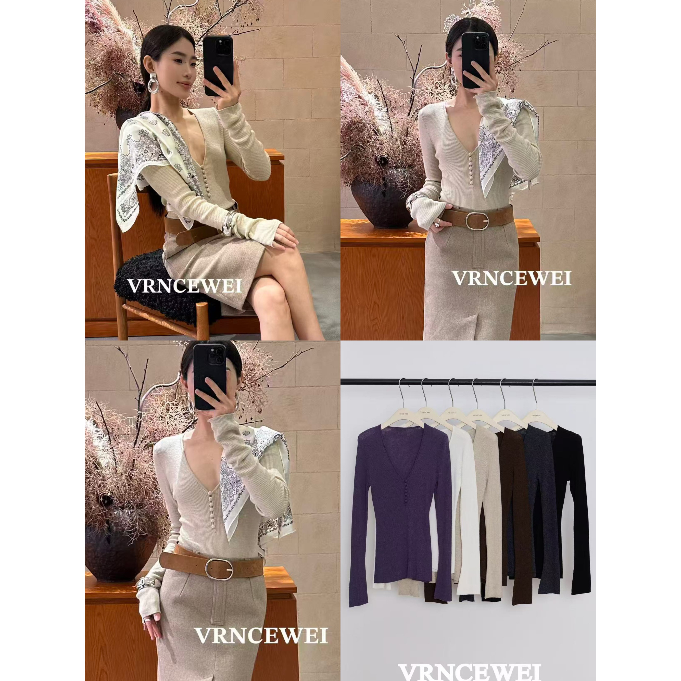 【NO退NO换】【极简自在】V领极简风小扣子针织衫（657R5079#）VRNCEWEI