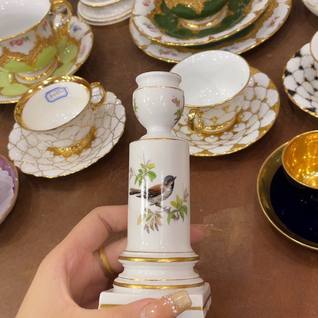 瓷片中古一等翠鸟烛台