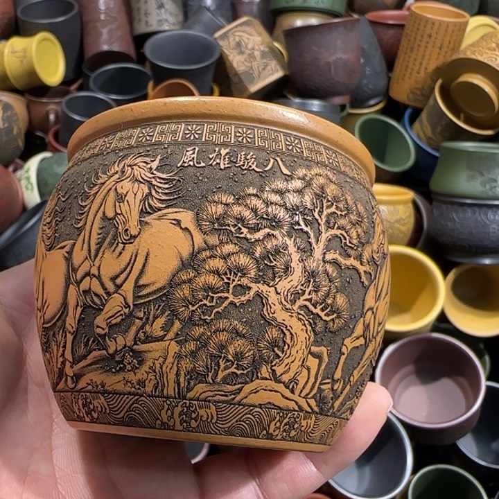 茶杯绿泥全手工制作工艺