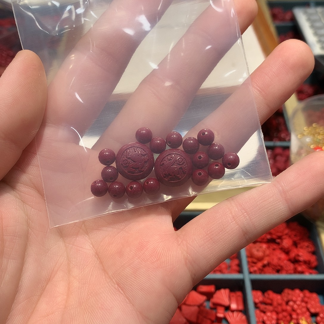 天然辰砂紫金砂两条手绳属马