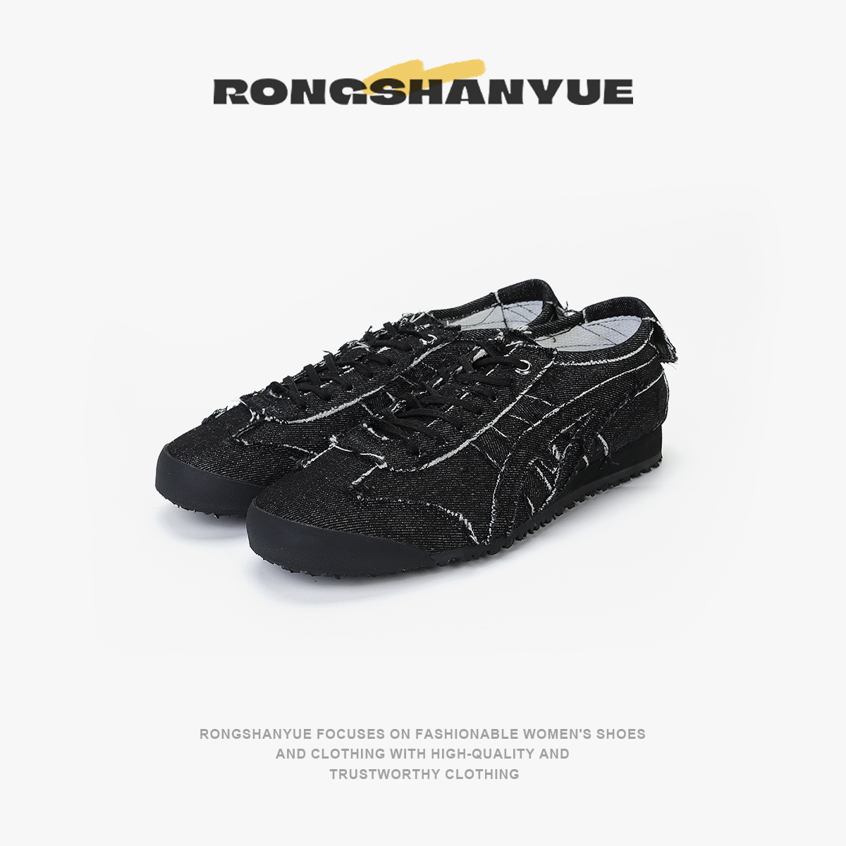 Rongshanyue复古德训鞋2025新款tiger虎鞋牛仔布休闲鞋女鞋B1174