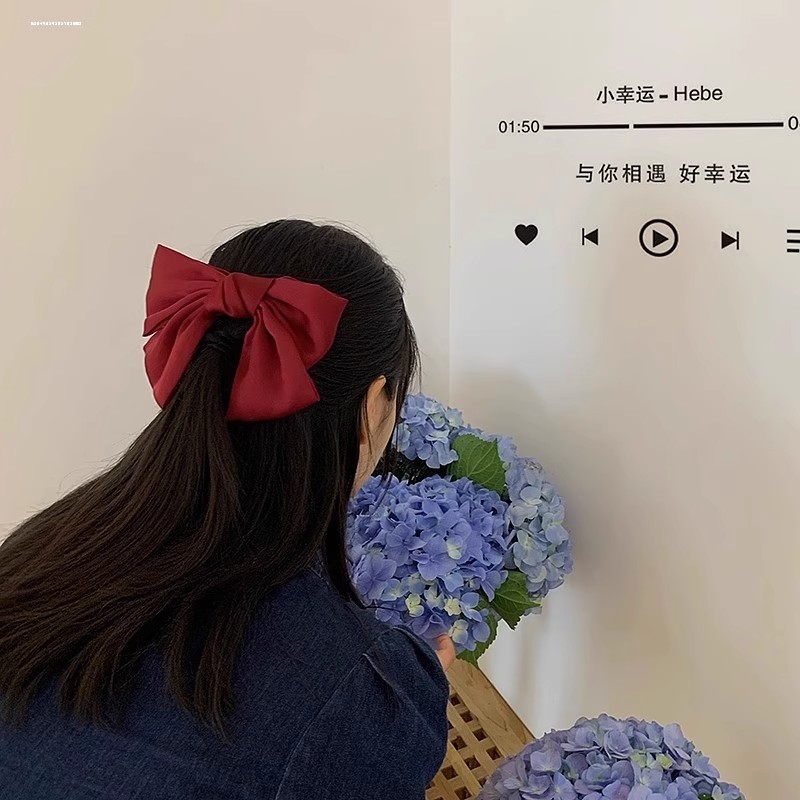 网红大蝴蝶结头饰发夹时尚弹簧夹鸭嘴夹子气质日系头饰后脑勺顶夹