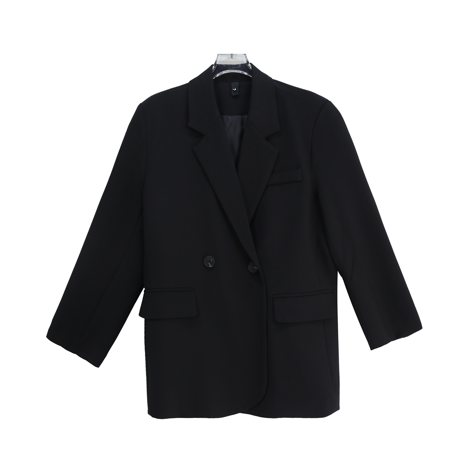 S1896春季黑色宽松百搭设计感小众韩版西装