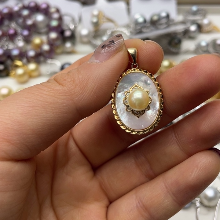 海水珍珠吊坠(不含链)银S925镶嵌