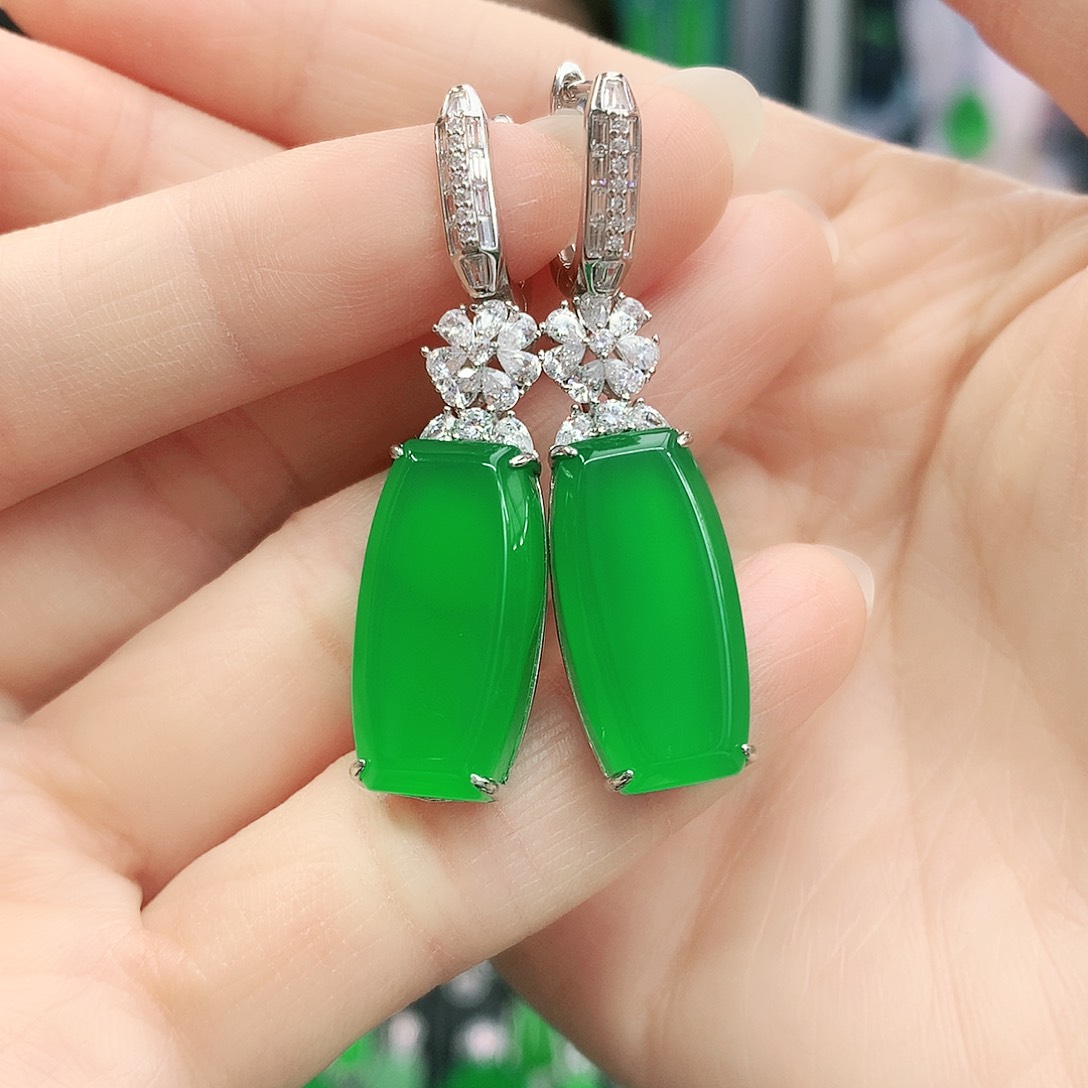 银S925镶嵌耳坠玛瑙/玉髓