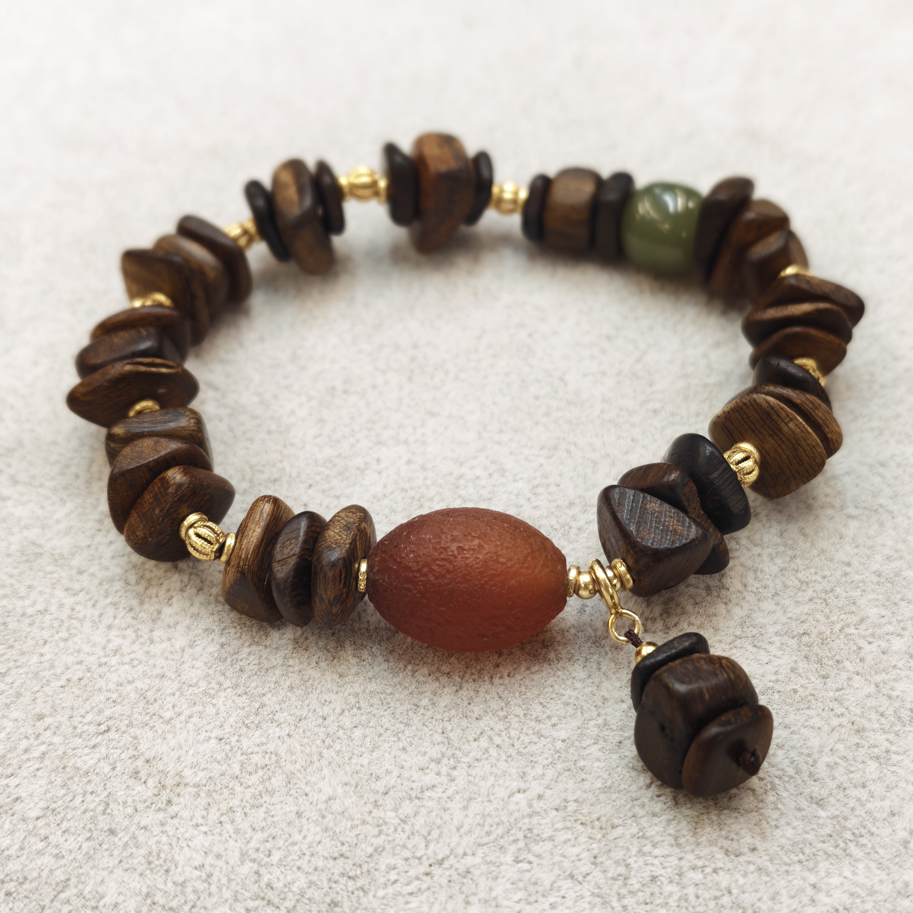 沉香【金腾婷婷】达拉干黑油老料沉香diy设计款随型单圈手串