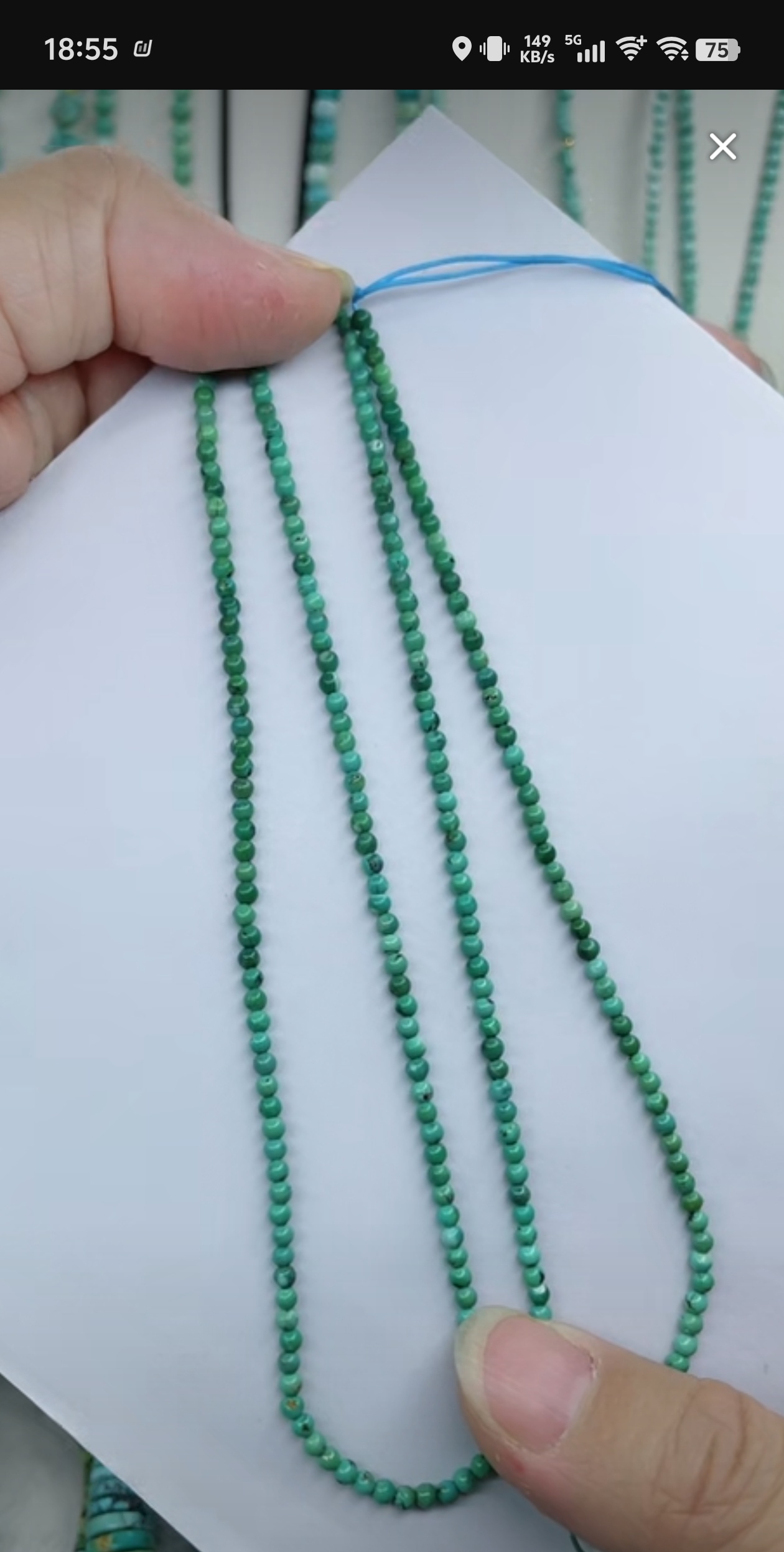 天然原矿绿松石米珠链