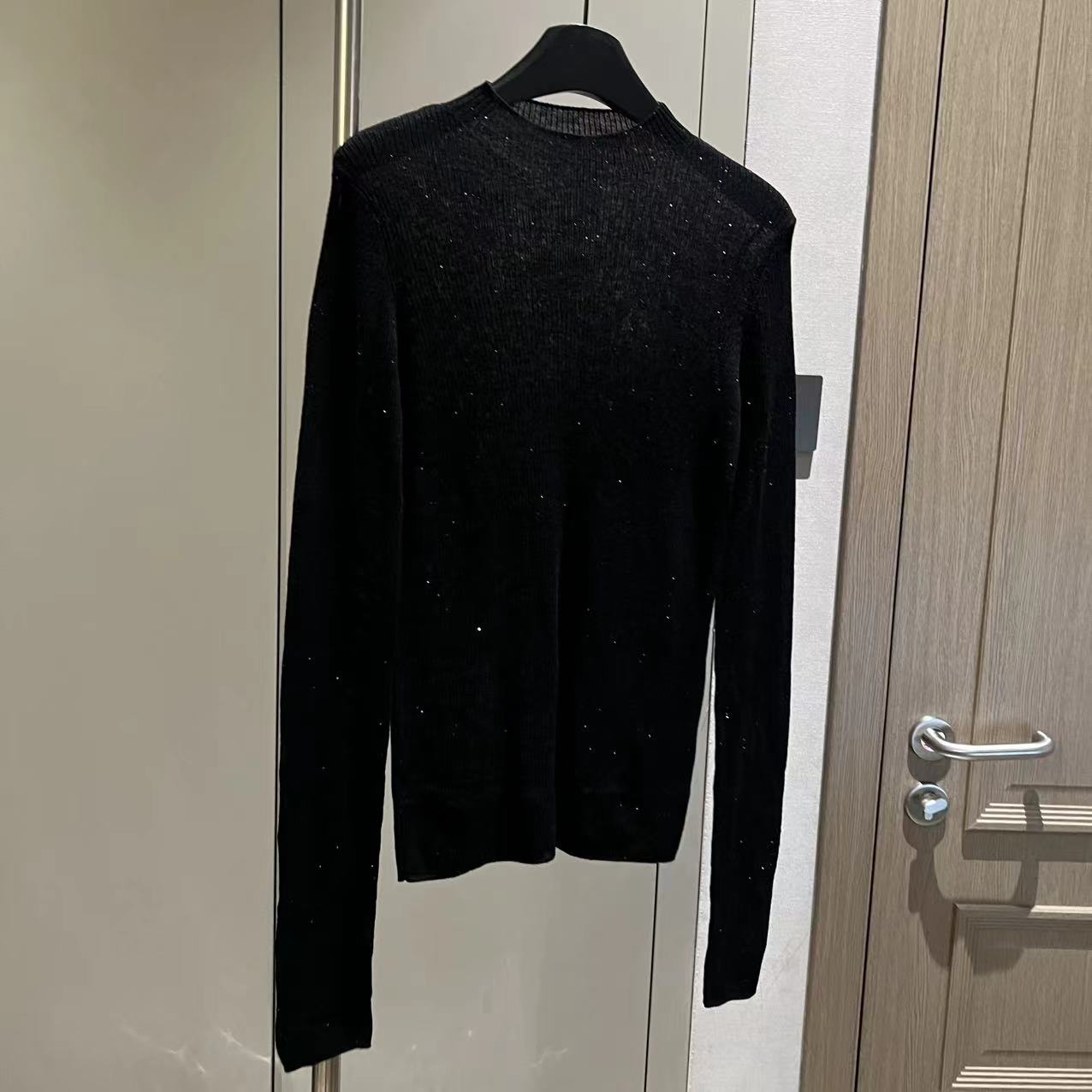 【大L】重磅外贸进口高奢重工设计师羊毛极简通勤针织打底衫25825