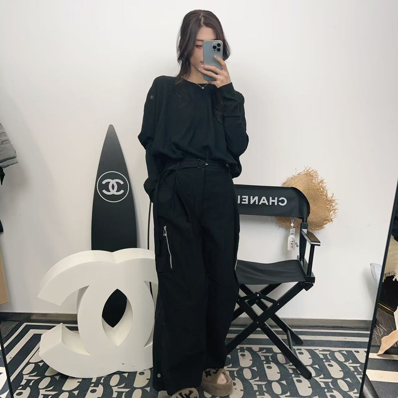 95新 BOTTEGA VENETA/葆蝶家 麦殿/长裤38码黑色/ 241231VZZLZ36