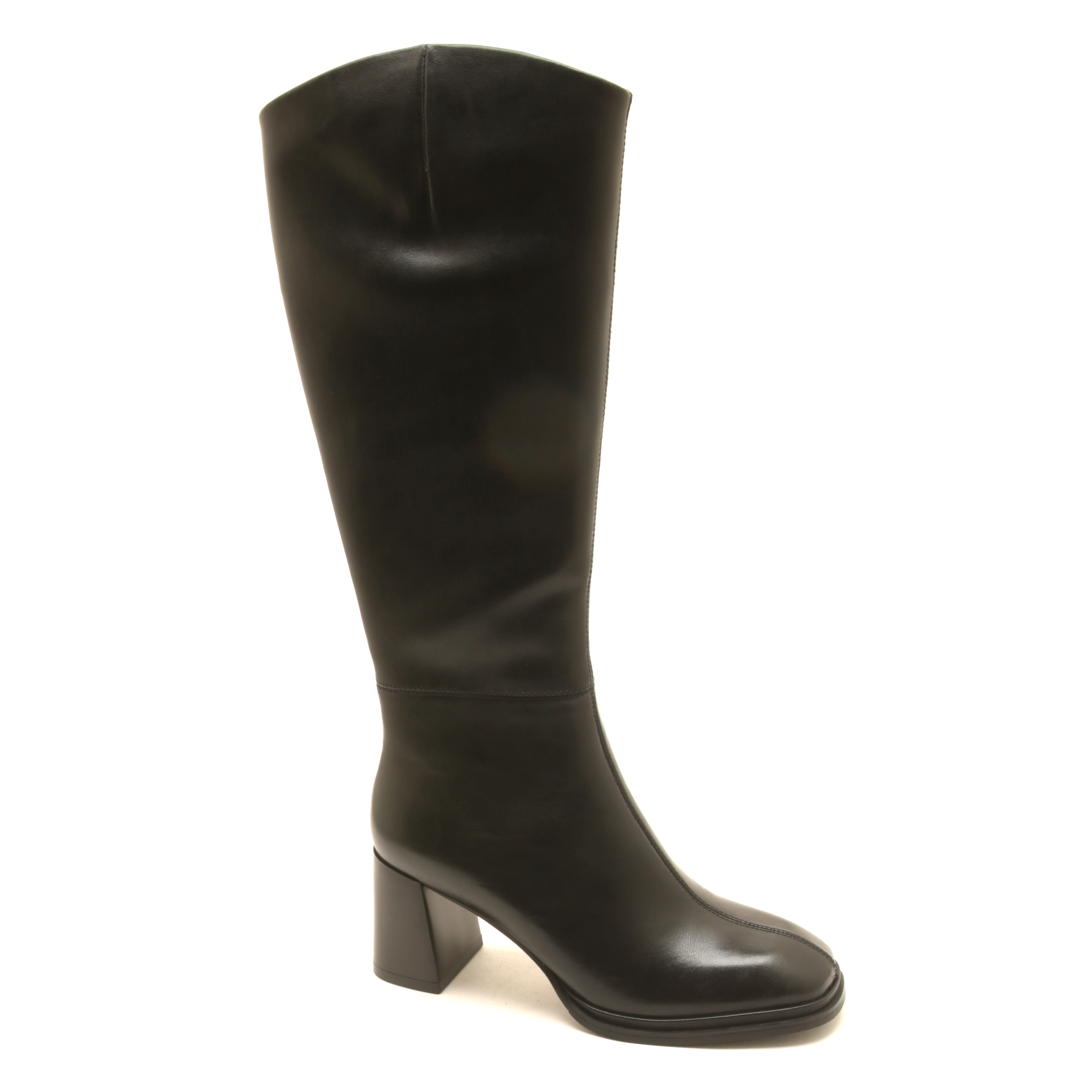 7645秋冬新款真皮粗跟方头长靴高跟气质高筒靴时尚长筒单靴女