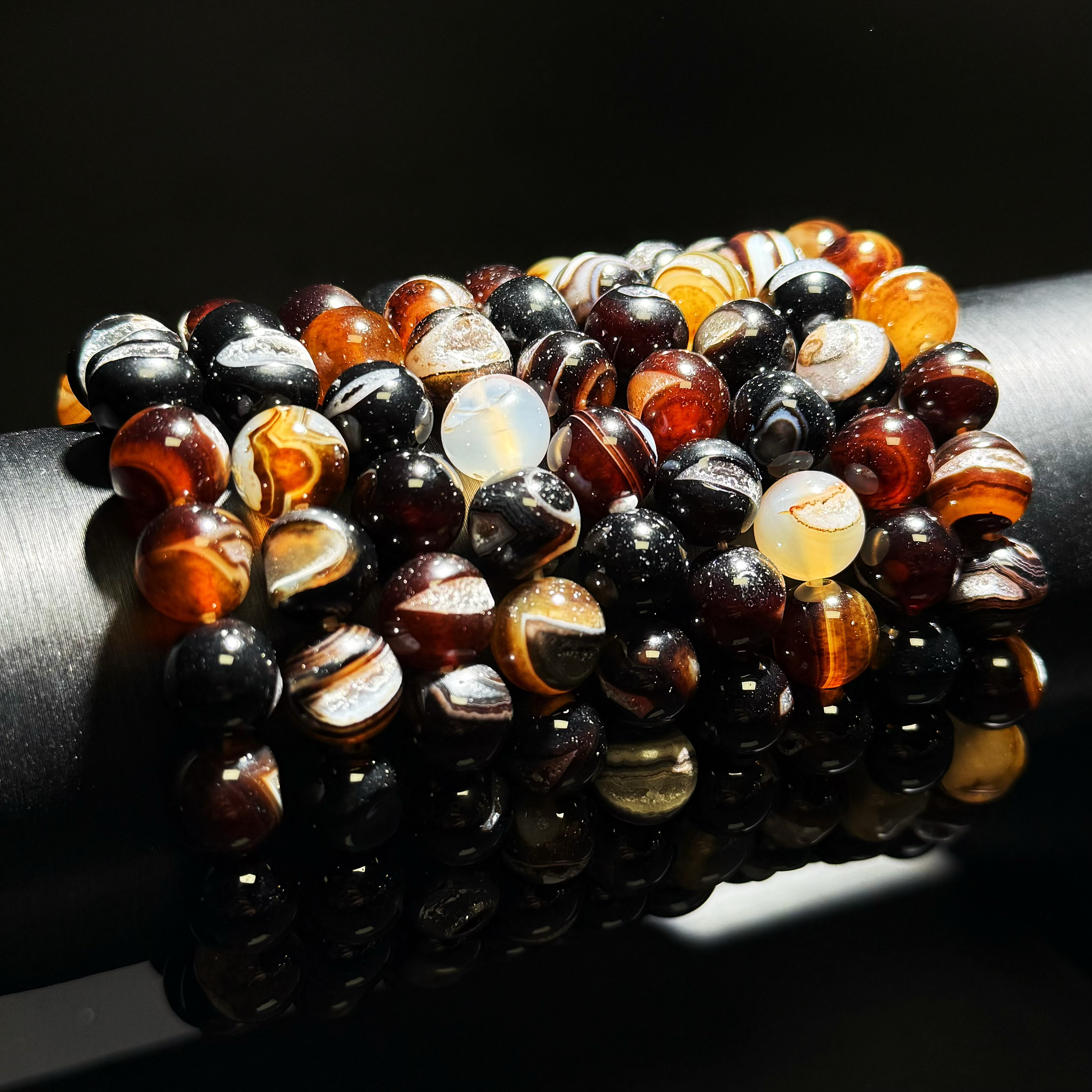 SJ636 药师玛瑙圆珠单圈手串-多样性发其一