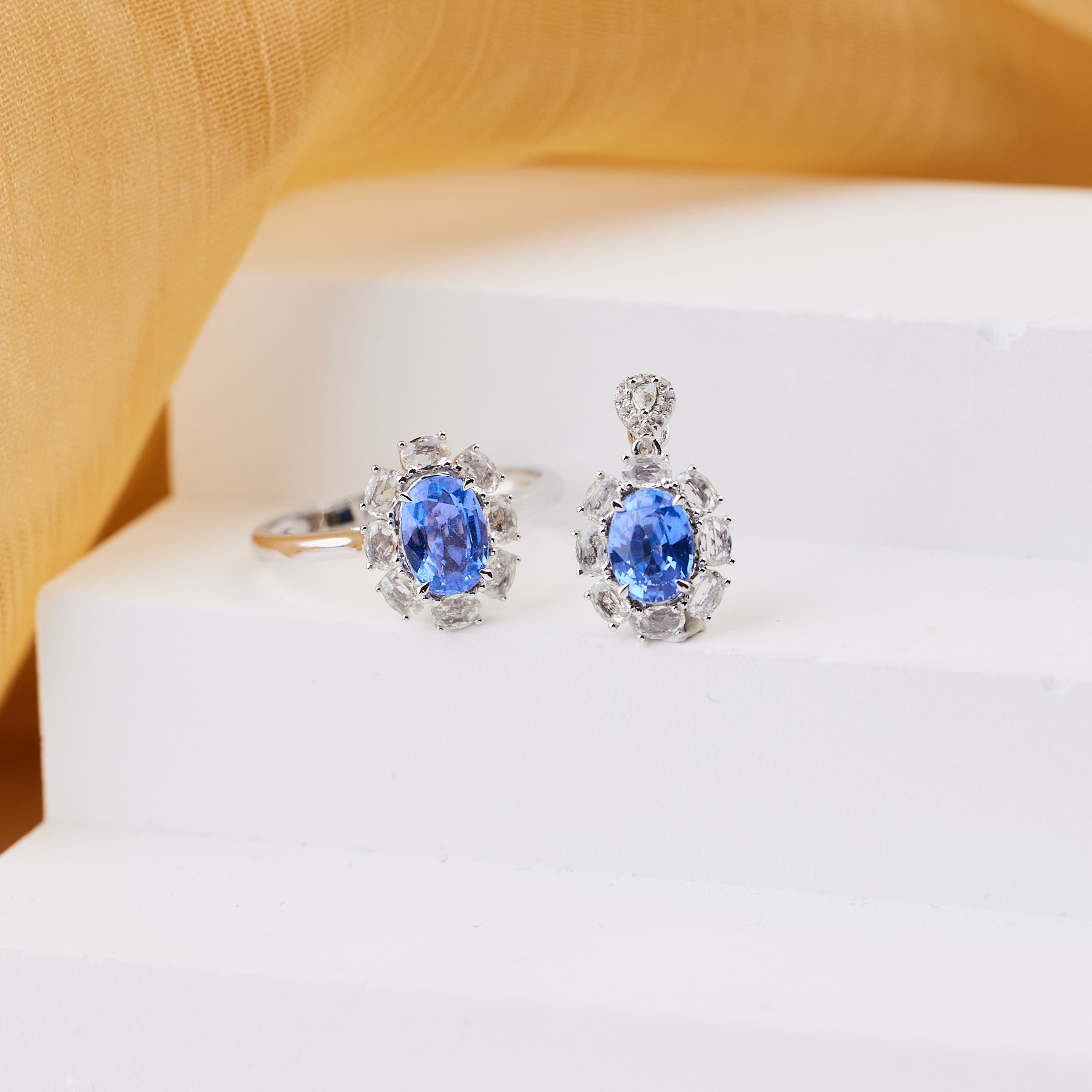 【歪歪力推】以珊*蓝宝石套装*18K金镶嵌U1082