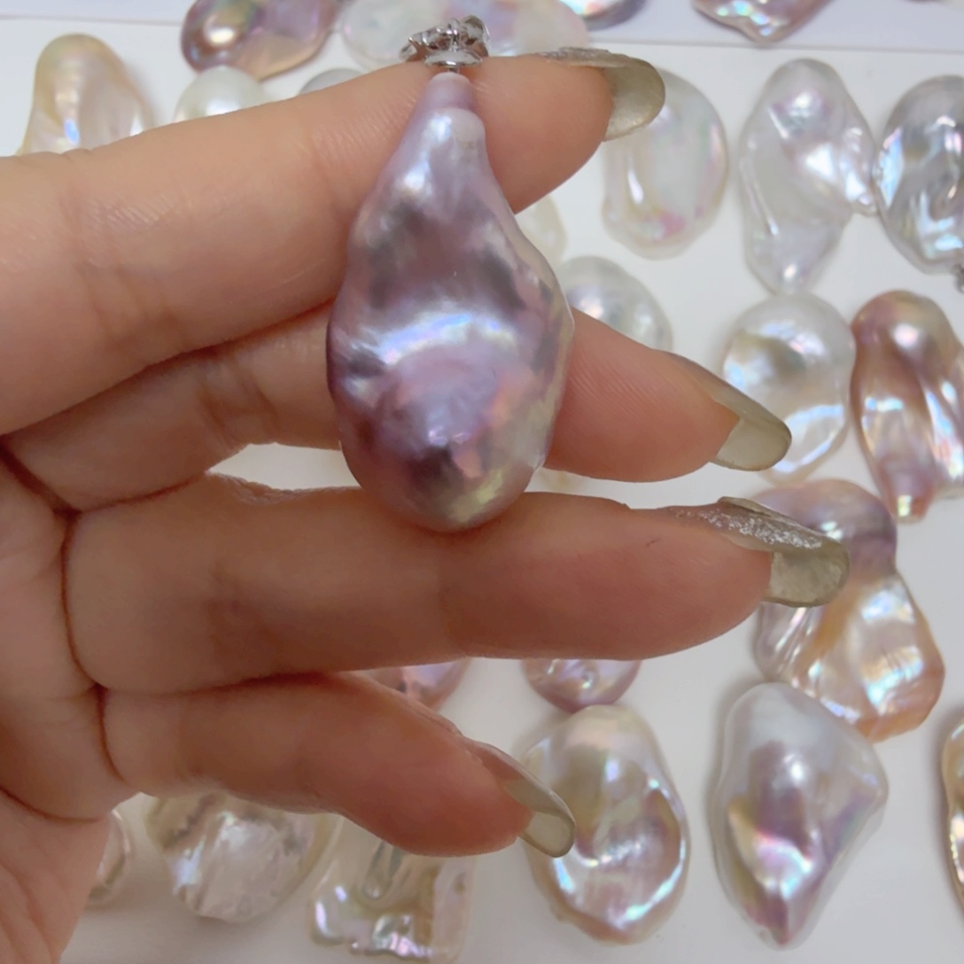 淡水珍珠吊坠(不含链)银S925镶嵌