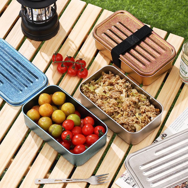 米泊仕【纯钛】便当饭盒可用于野营野餐学生午餐家用水果食物分装盒