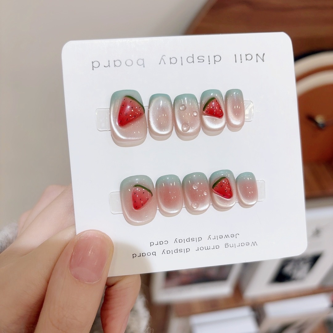 【冰镇西瓜   】 穿戴甲 定制美甲贴片10片装