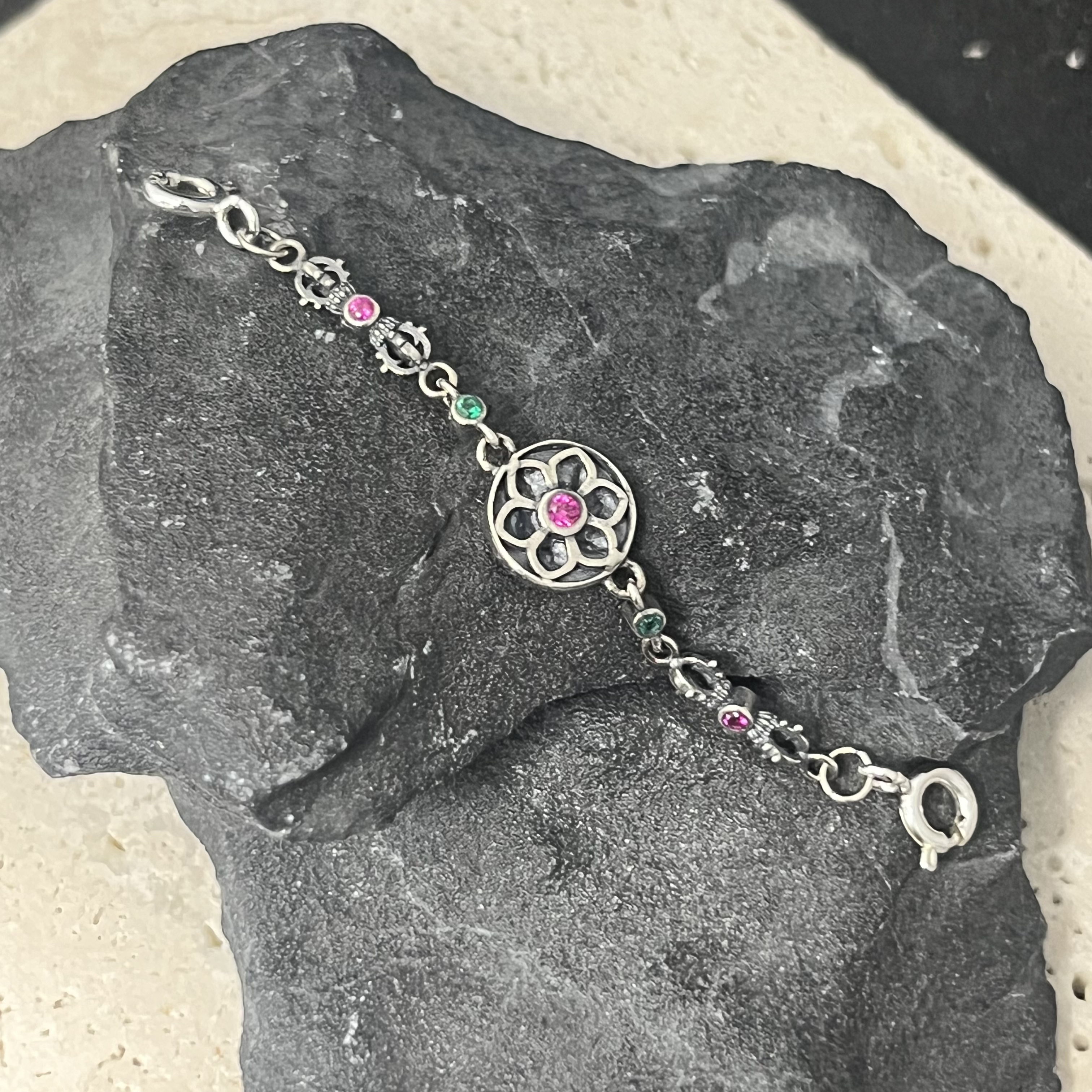 925银银制品 彩锆扎基拉姆双扣延长链6.5cm X2213