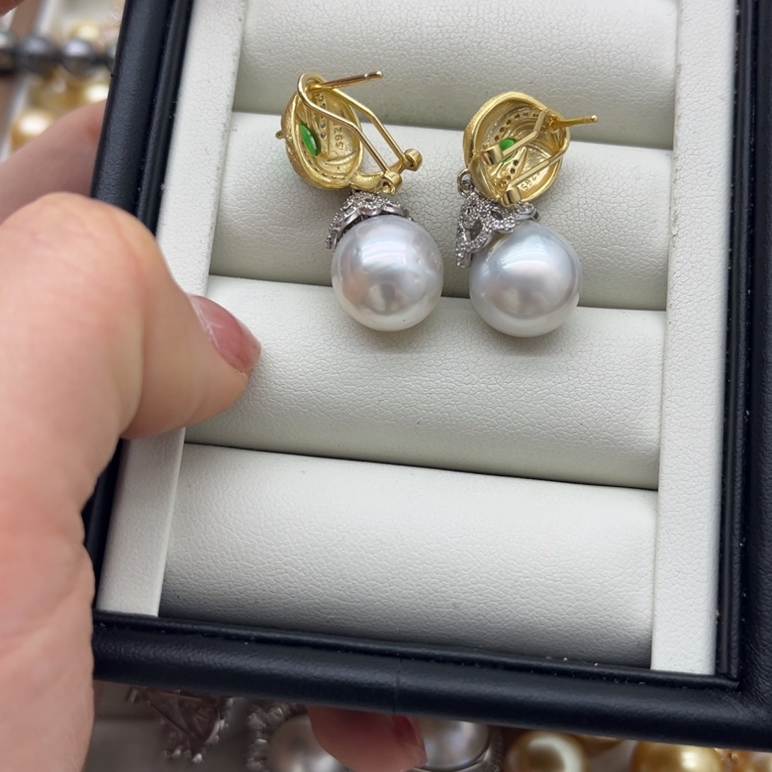 耳饰海水珍珠银S925镶嵌