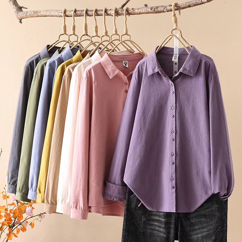 2026春新款磨毛厚款双扣衬衫百搭休闲叠穿上衣女85182