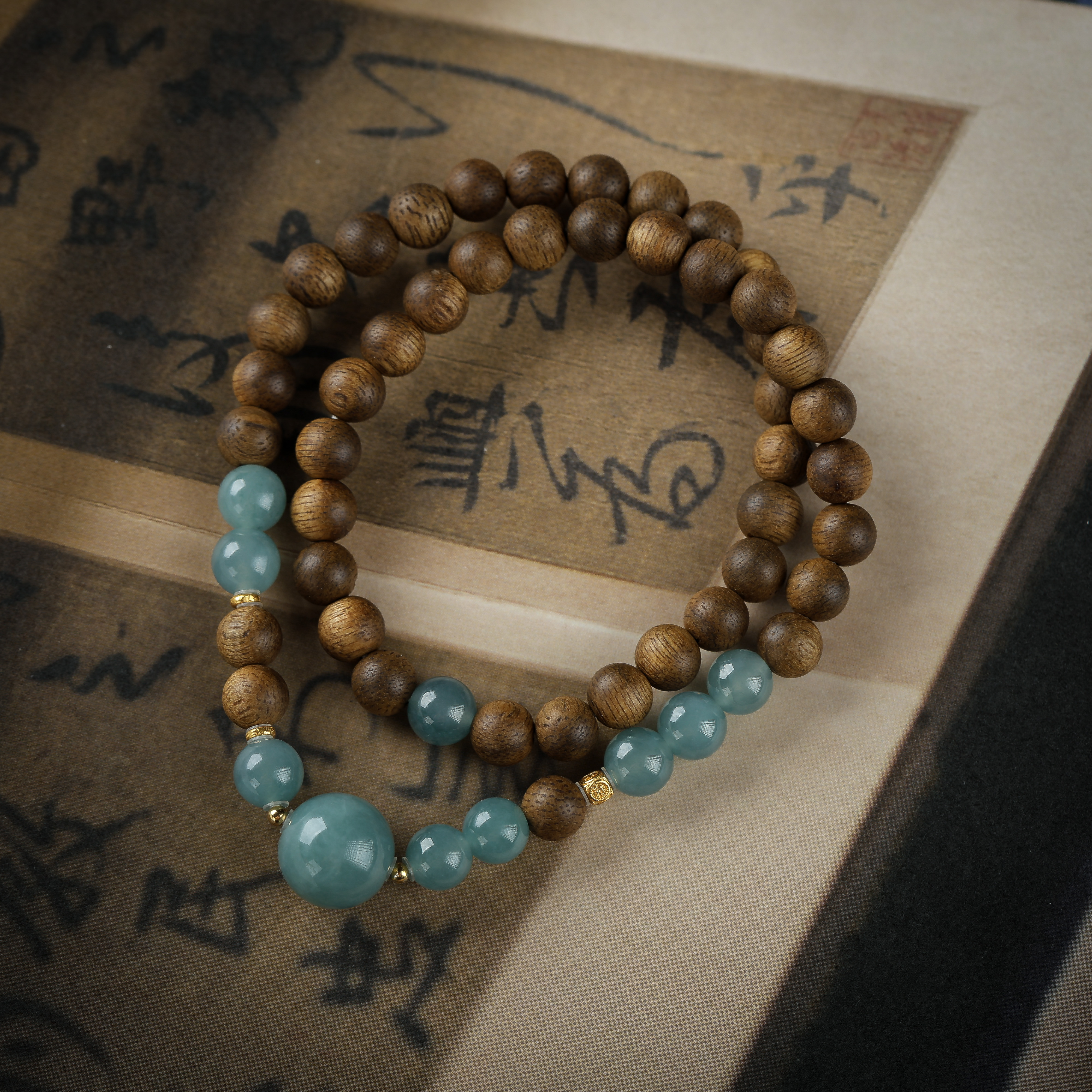 沉香【揽香集】沉香手串-香港黄棋楠0.6双圈设计款手串