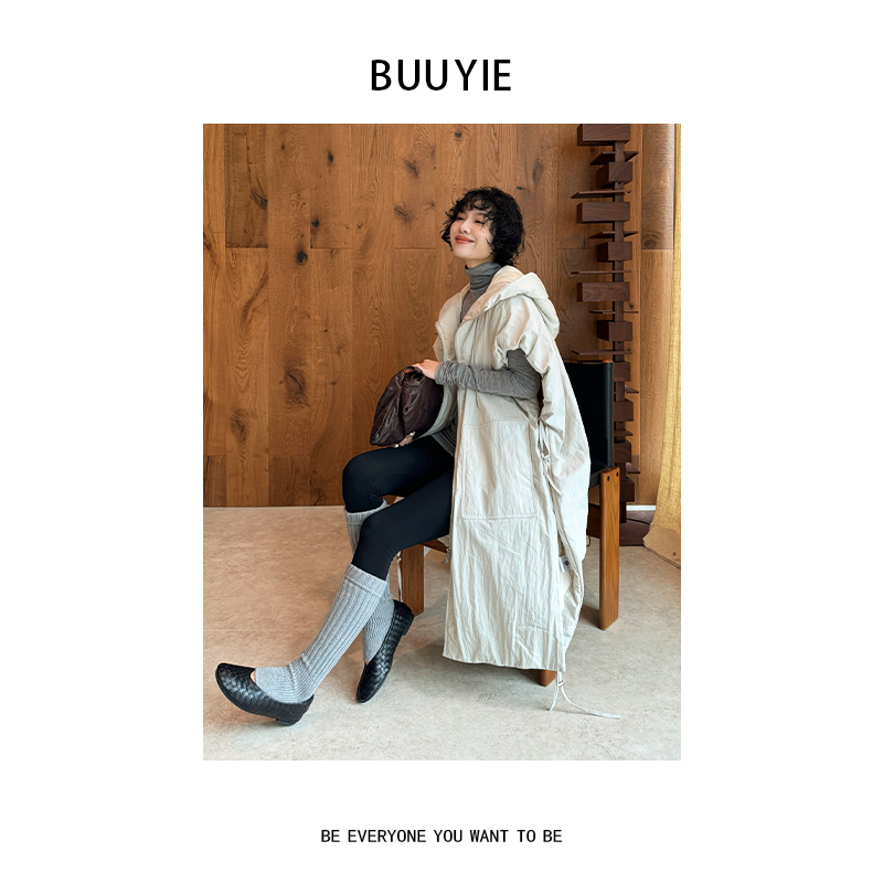 BUUYIE【素冽】鹅绒服松弛感穿搭长款高级外套冬季新款 251168