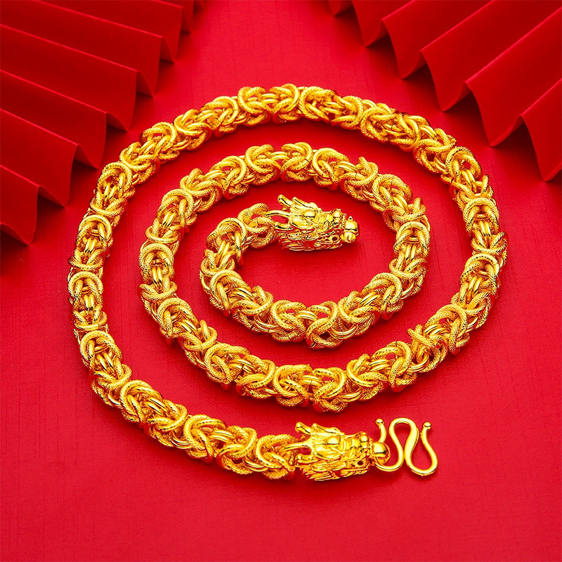 合金项链 合金项链链子18K真金色（潮男龙骨项链饰品）男款首饰精美